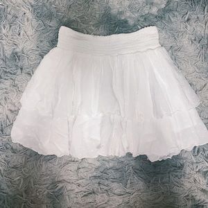 White mini ruffle skirt